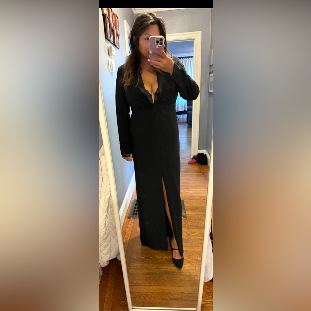 Polo Ralph Lauren Elegant Black Crepe Long Sleeve Gown